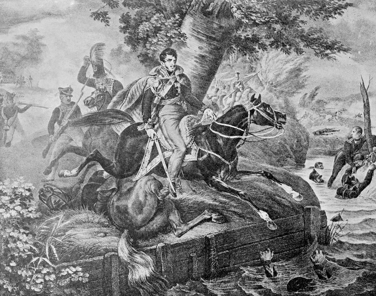 Muerte de Józef Poniatowski en la Batalla de Leipzig de Unknown