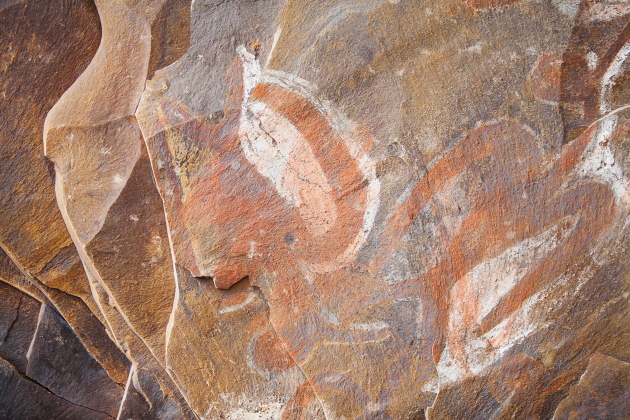 Pinturas de aves marinas en la Cueva de Ana Kai Tangata, Rapa Nui (Isla de Pascua), Chile de Unknown