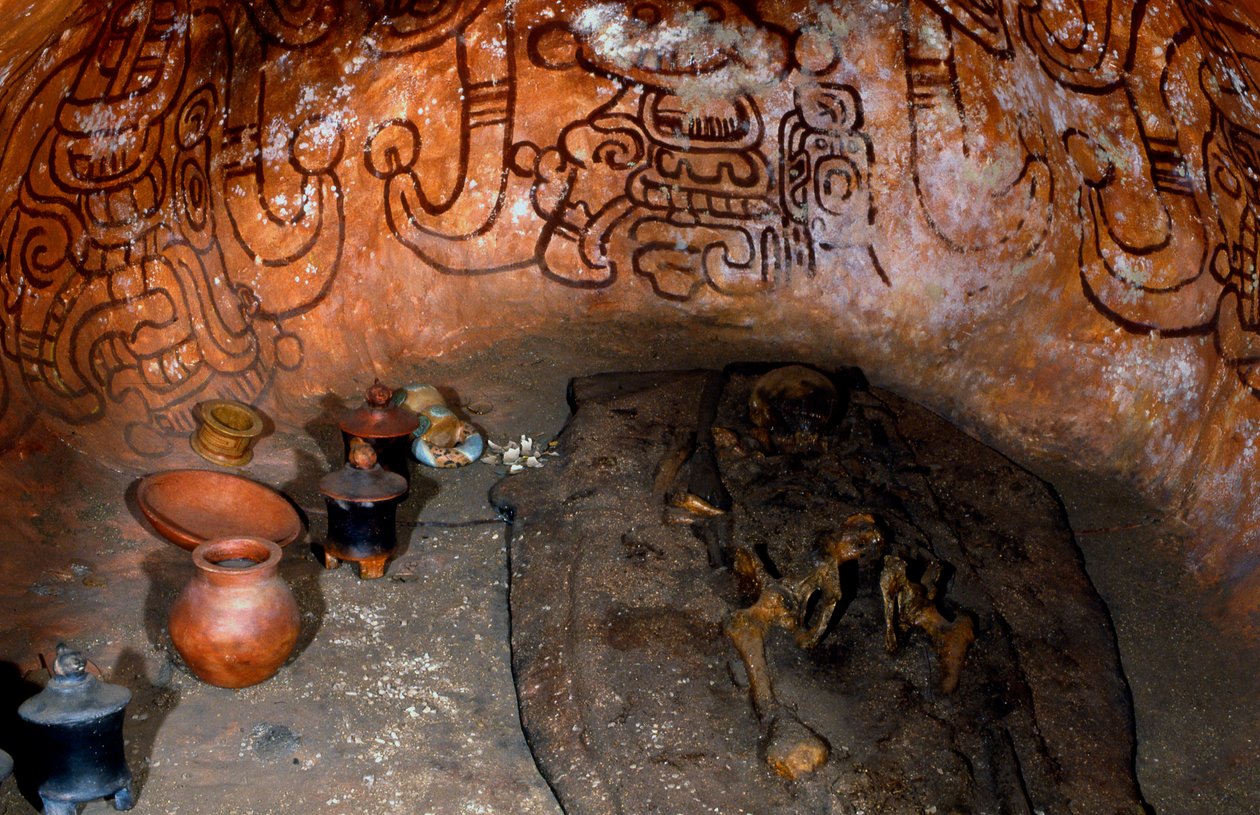 Réplica de un entierro maya en Río Azul, Petén, Guatemala, período Clásico Temprano, c.300-600 d.C. de Unknown