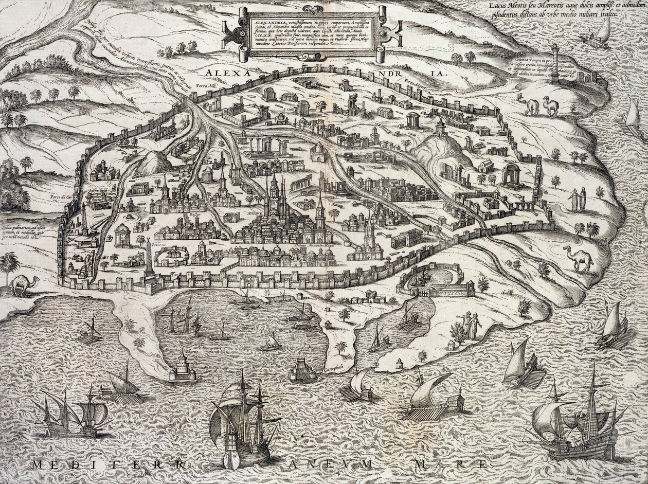Mapa de la ciudad de Alejandría en Egipto, c.1625 de Unknown