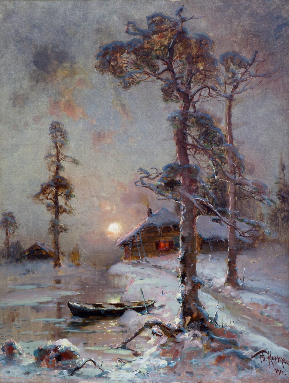 Puesta de sol de invierno. Klever Yu.Yu de Юлий Юльевич Клевер