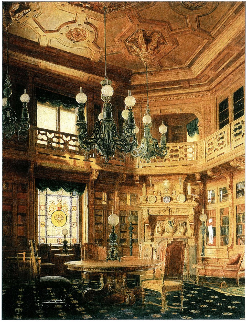 Biblioteca del Palacio Anichkov. Pintura de 1869 de Бобров А.А.