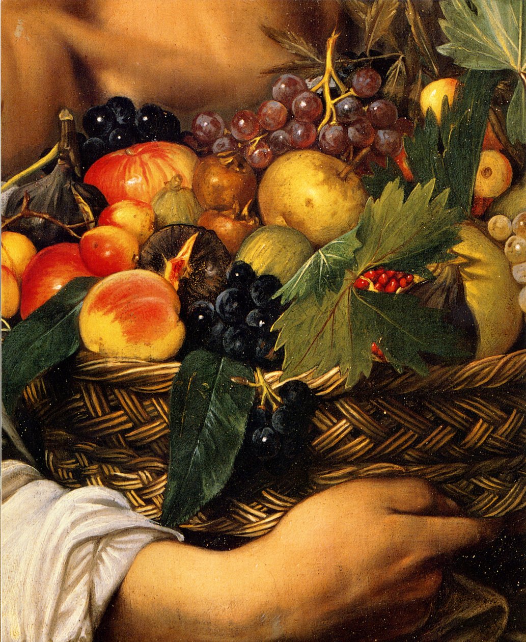 Joven con una cesta de frutas de Michelangelo Merisi Caravaggio