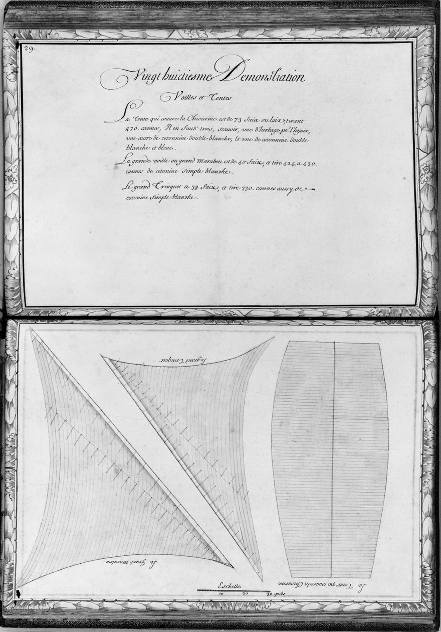 Velas de una galera, vigésima octava demostración, placa 29, ilustración de 