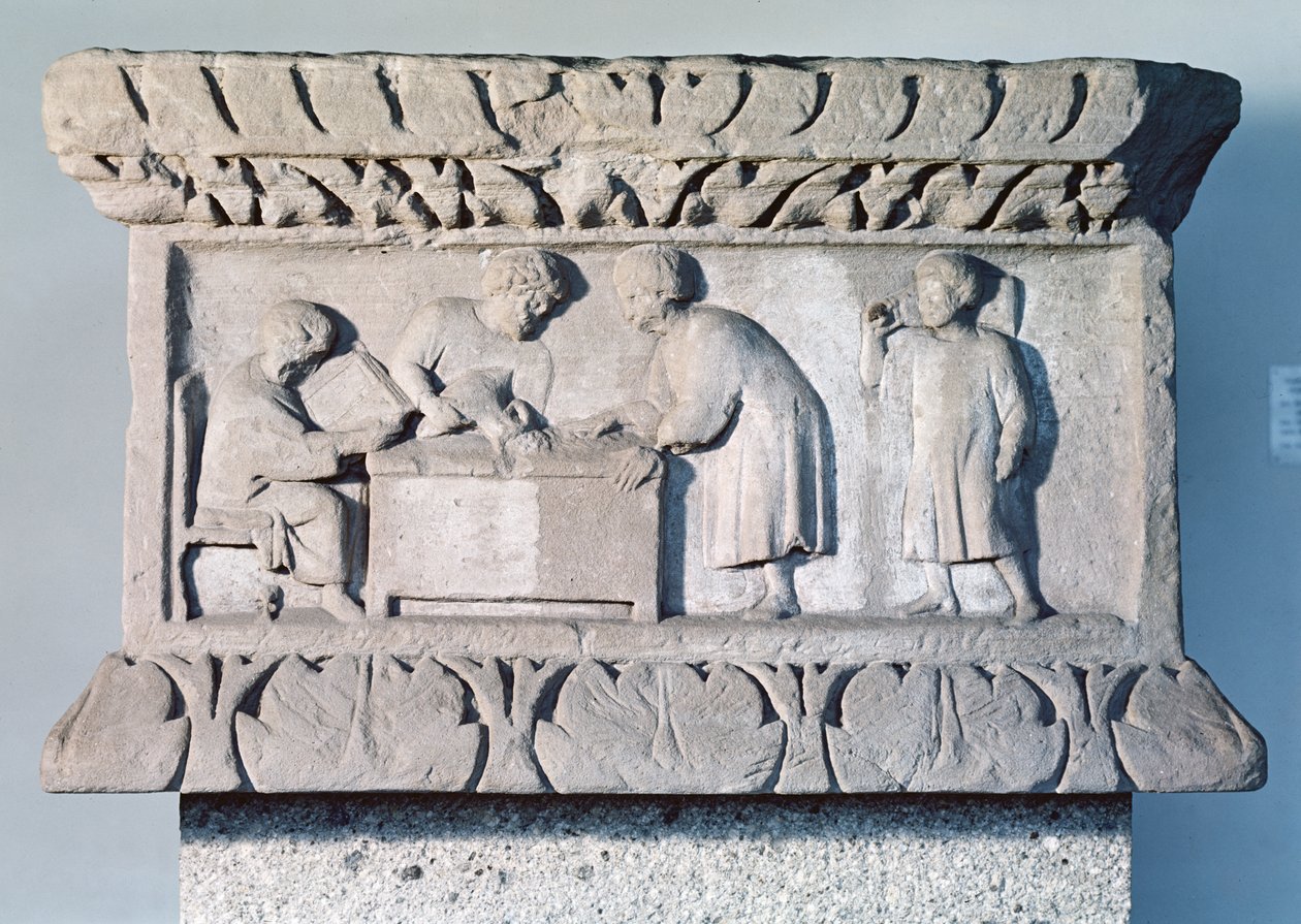 Relieve que representa una escena de recaudación de impuestos de Gallo Roman