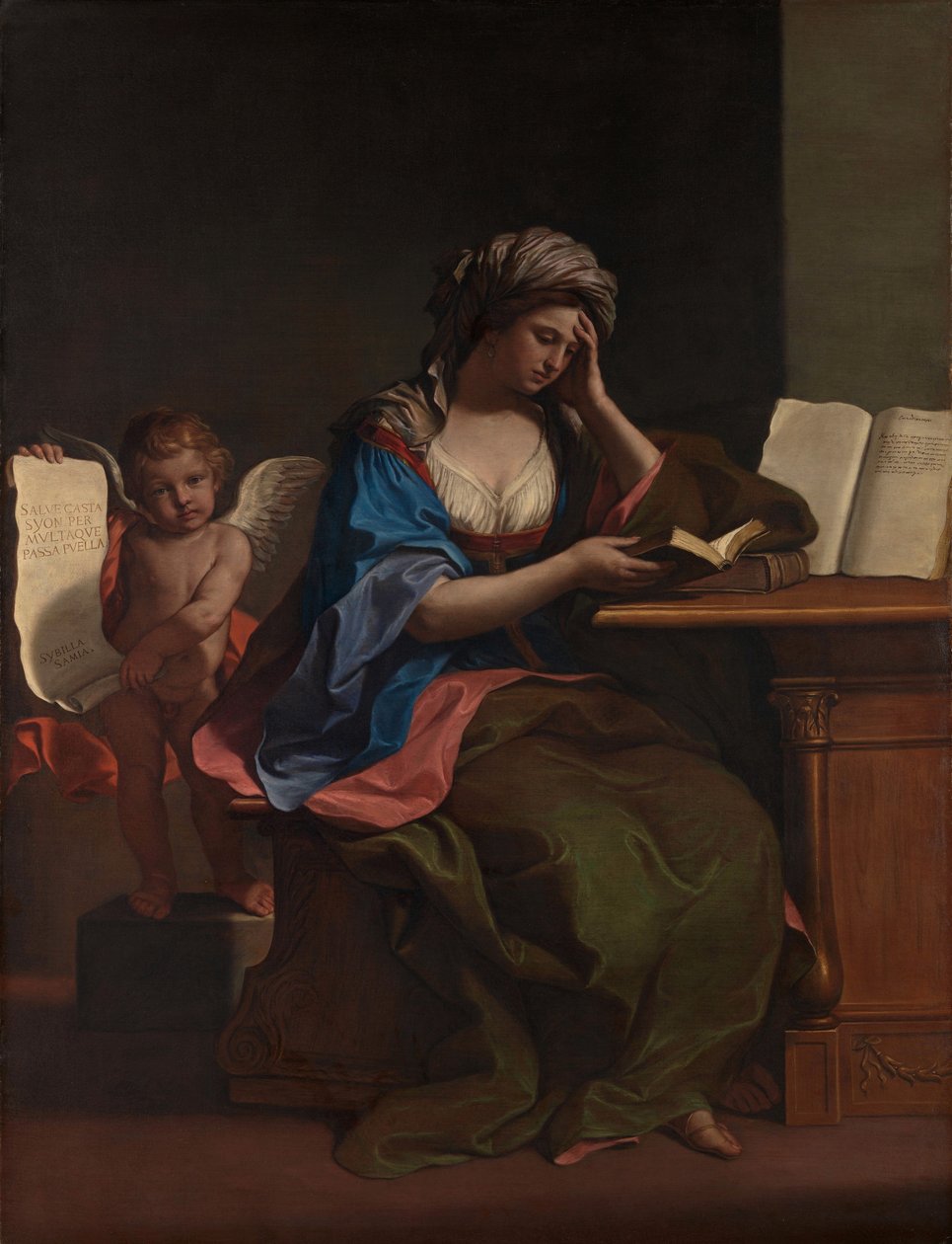 La Sibila Samia con un putto de Guercino
