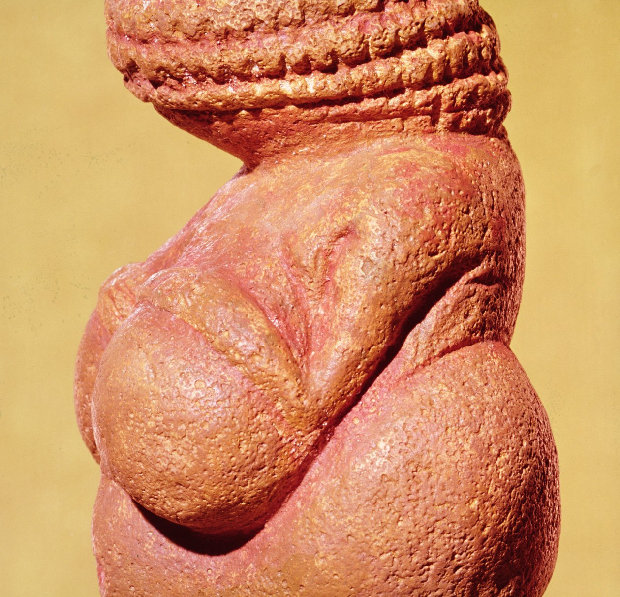 Figurilla femenina conocida como la Venus de Willendorf, vista lateral del torso, cultura gravetiense, período paleolítico superior, c.30000-18000 a.C. (detalle) de Paleolithic