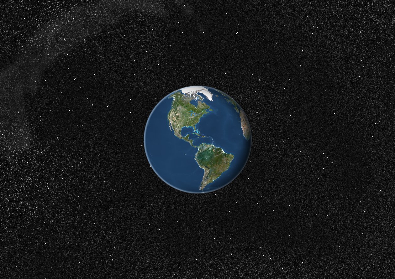 Globo centrado en las Américas, imagen satelital en color verdadero de Unknown