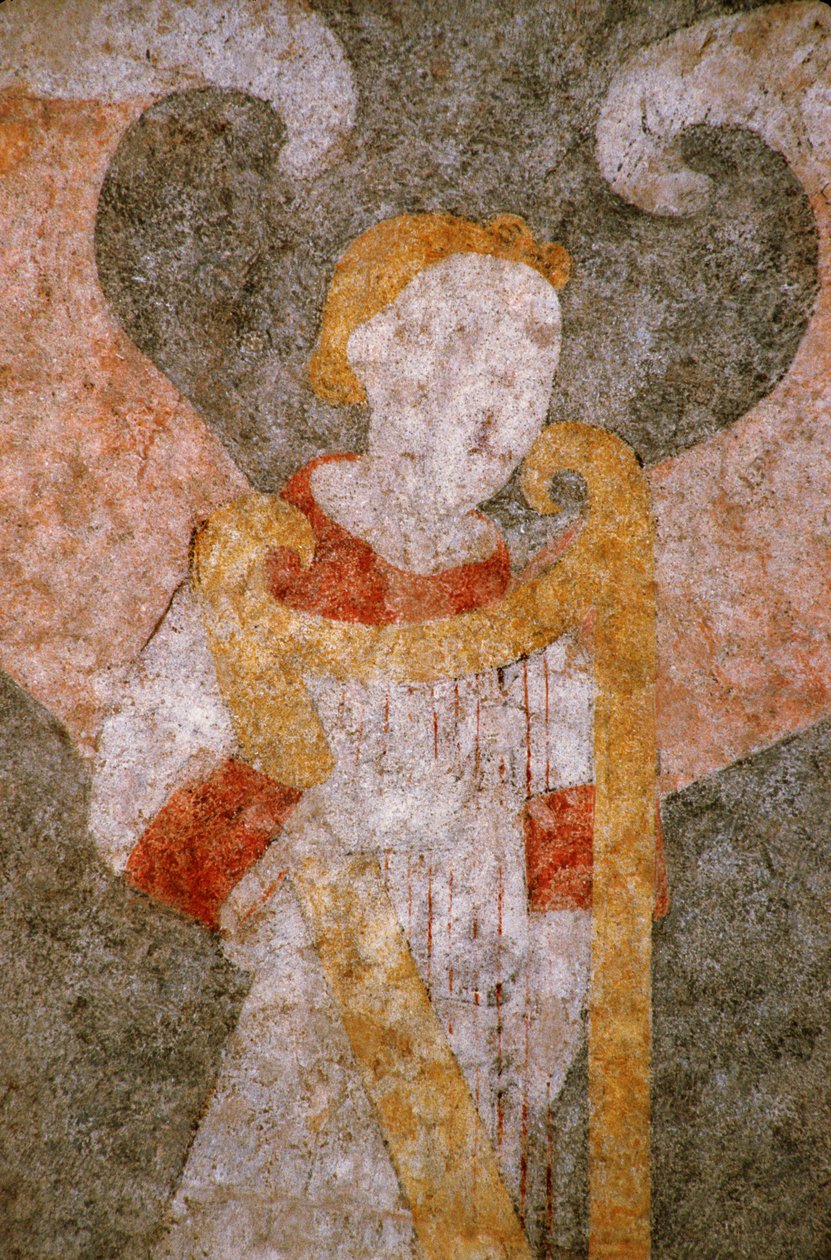 Loira Atlántico N* 081 - St-Sulpice des Landes - Iglesia conocida como el “pueblo viejo” - Mural del siglo XV - Ángel de la bóveda tocando el “rebec” (viola) de Unknown