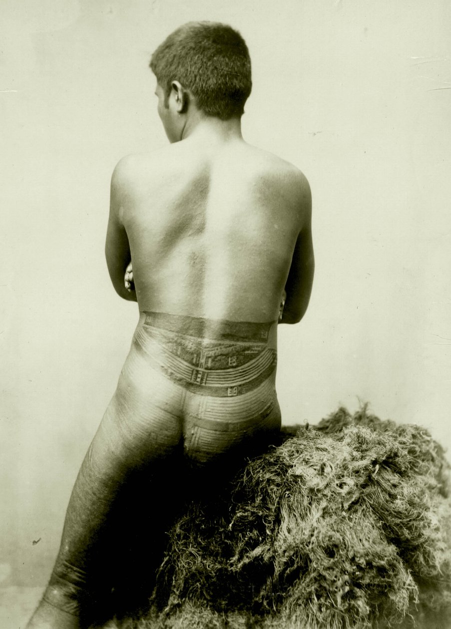 Vista de un tatuaje Samoano Pea, Siglo XIX de Unknown