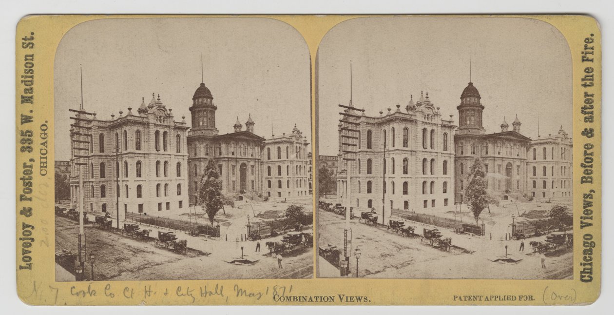 Tribunal del Condado de Cook y Ayuntamiento antes del incendio de Chicago de 1871 de American Photographer