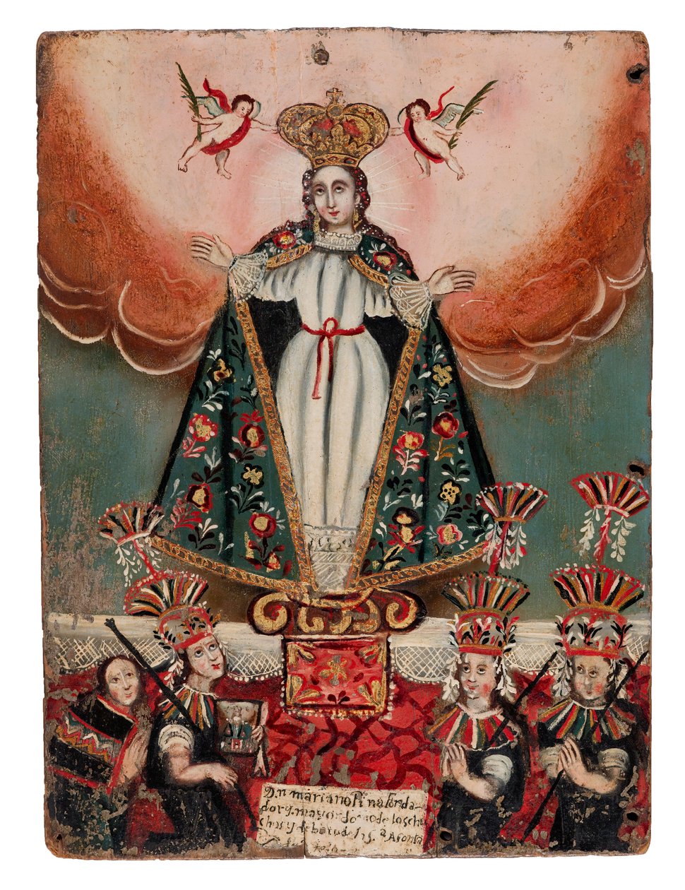 La Virgen María con donantes indios, 1752 de Bolivian School