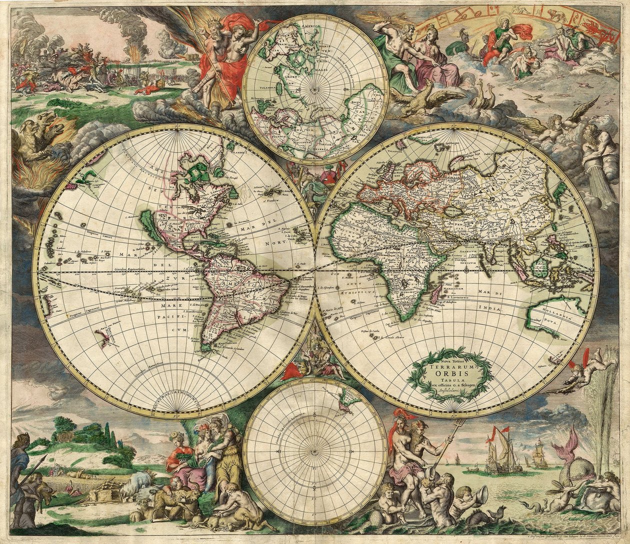 Terrarum Orbis Tabula después de G. a Schagen. Pub. c.1689 de Dutch School