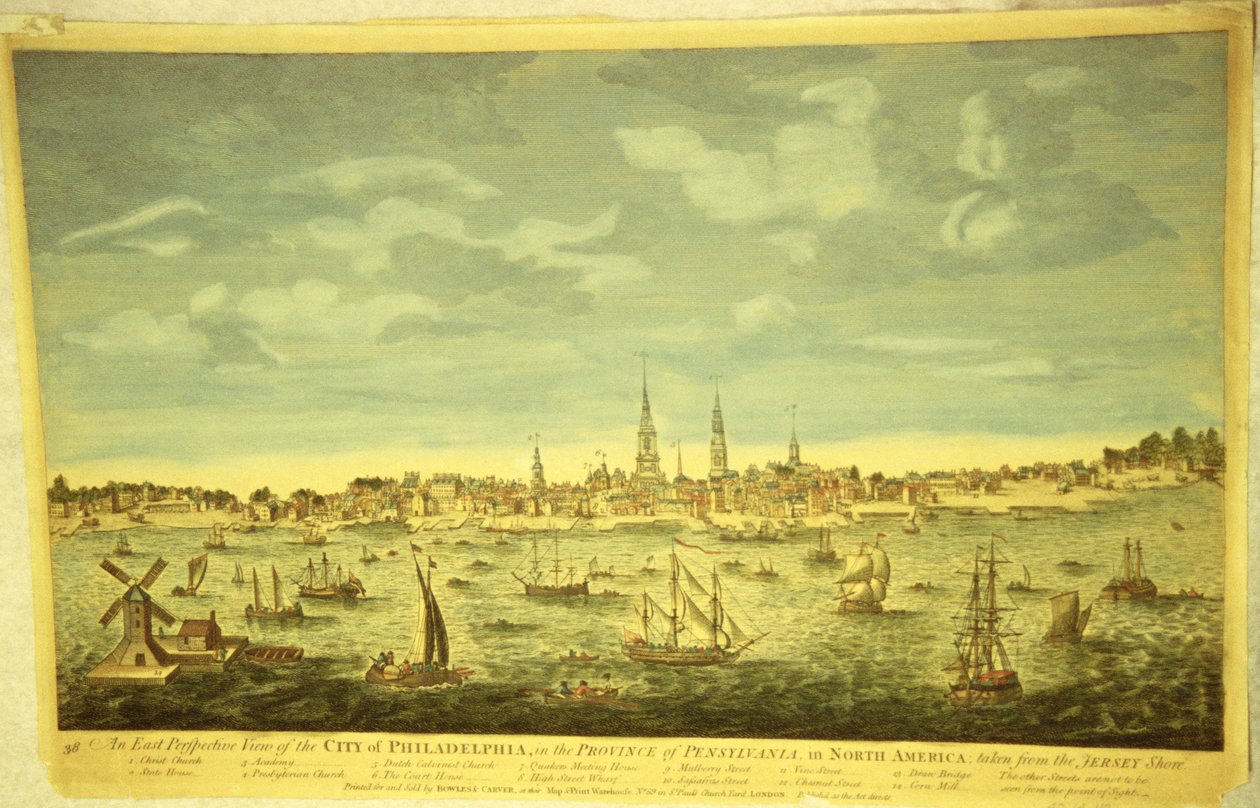 Una perspectiva este de la ciudad de Filadelfia, c.1790 de English School