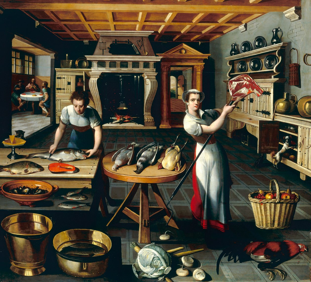 Dos mujeres en una cocina de Flemish School