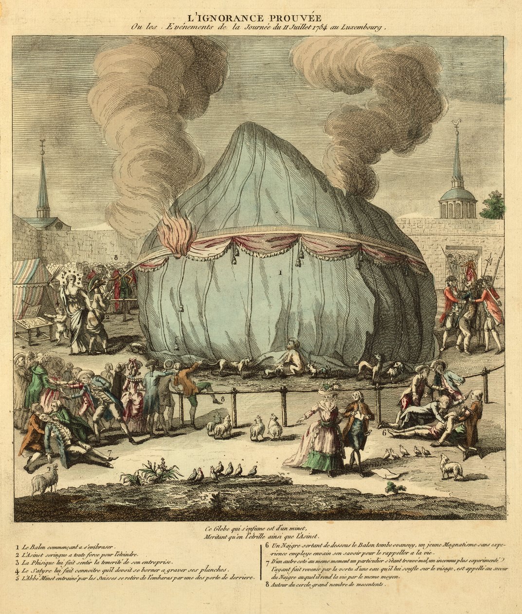 La ignorancia probada. O los eventos del día 11 de julio de 1784 en Luxemburgo. Pub. en Francia 1784 (grabado coloreado a mano) de French School
