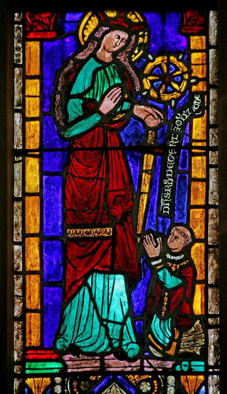 Ventana que representa a Santa Catalina con Donante de French School