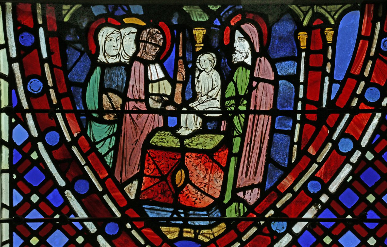 Ventana que representa la Presentación en el Templo de French School