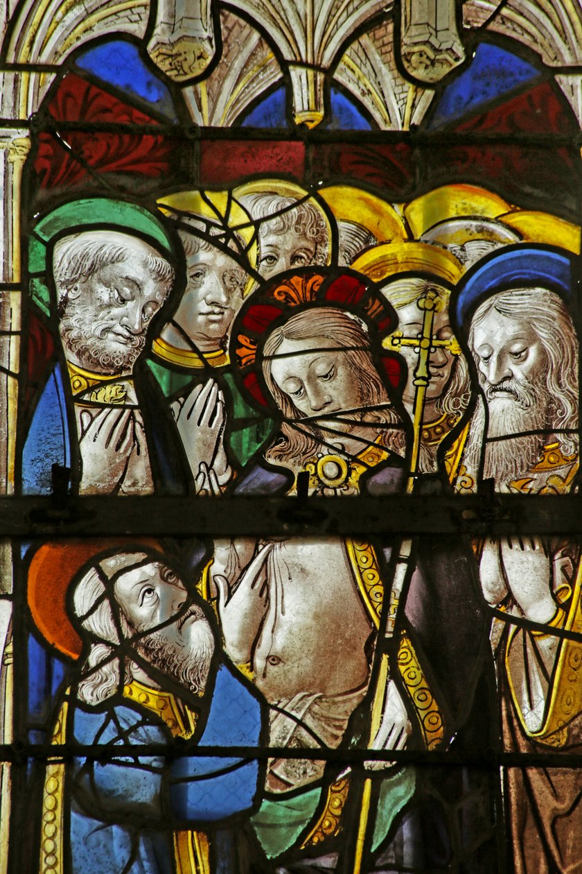 Ventana que representa a Santo Tomás dudando de French School