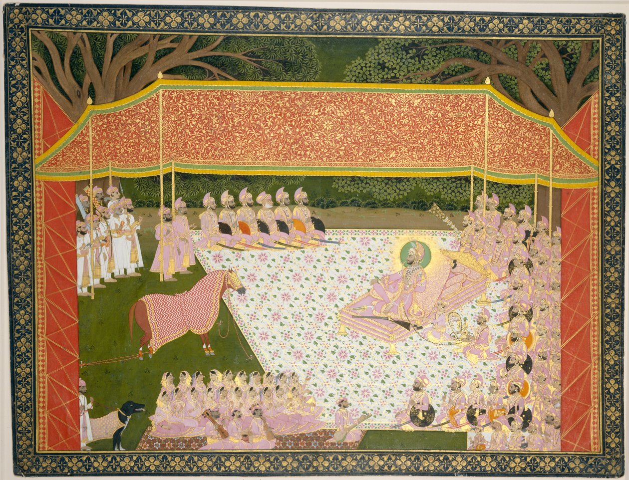Maharana Sarup Singh inspecciona un semental premiado de Indian School