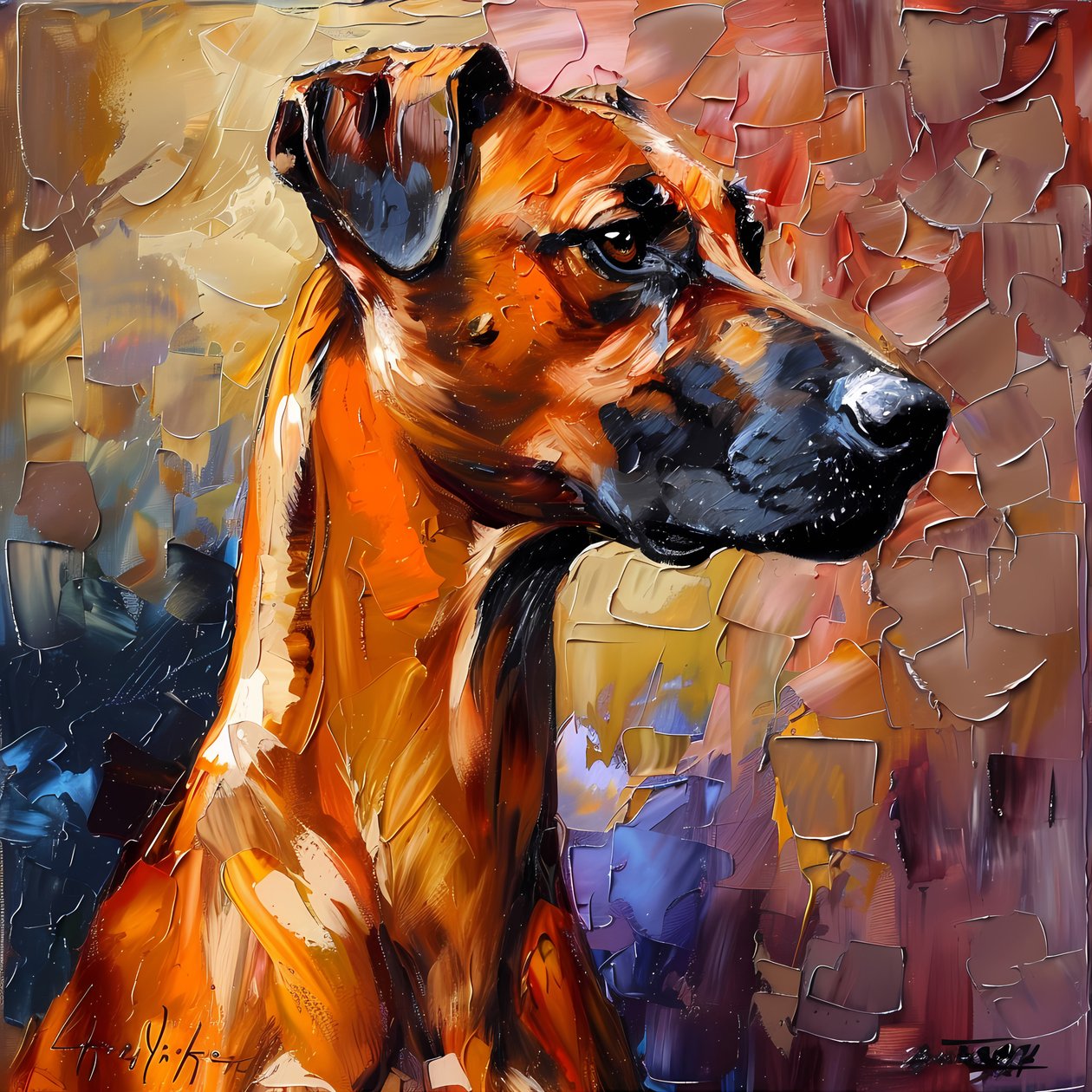 Cuadro abstracto Perro Rhodesian Ridgeback, decoración de pared, impresiones en lienzo de F. Abderrahim