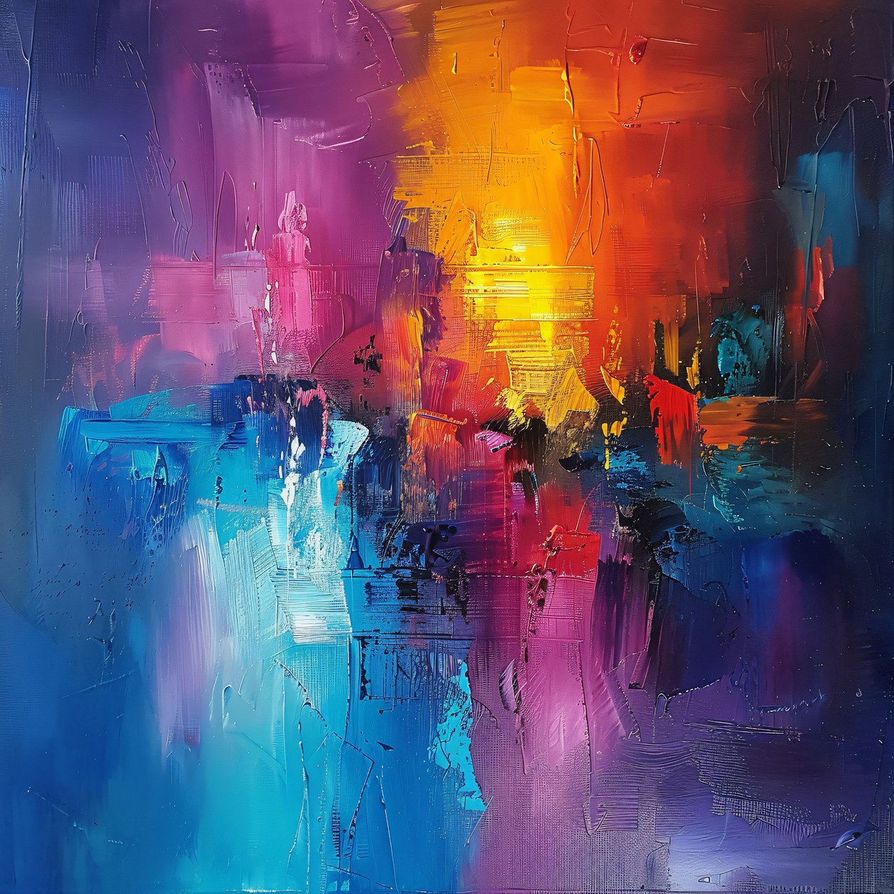 Arte abstracto con colores de pintura acrílica para impresiones artísticas de pared enmarcadas de F. Abderrahim