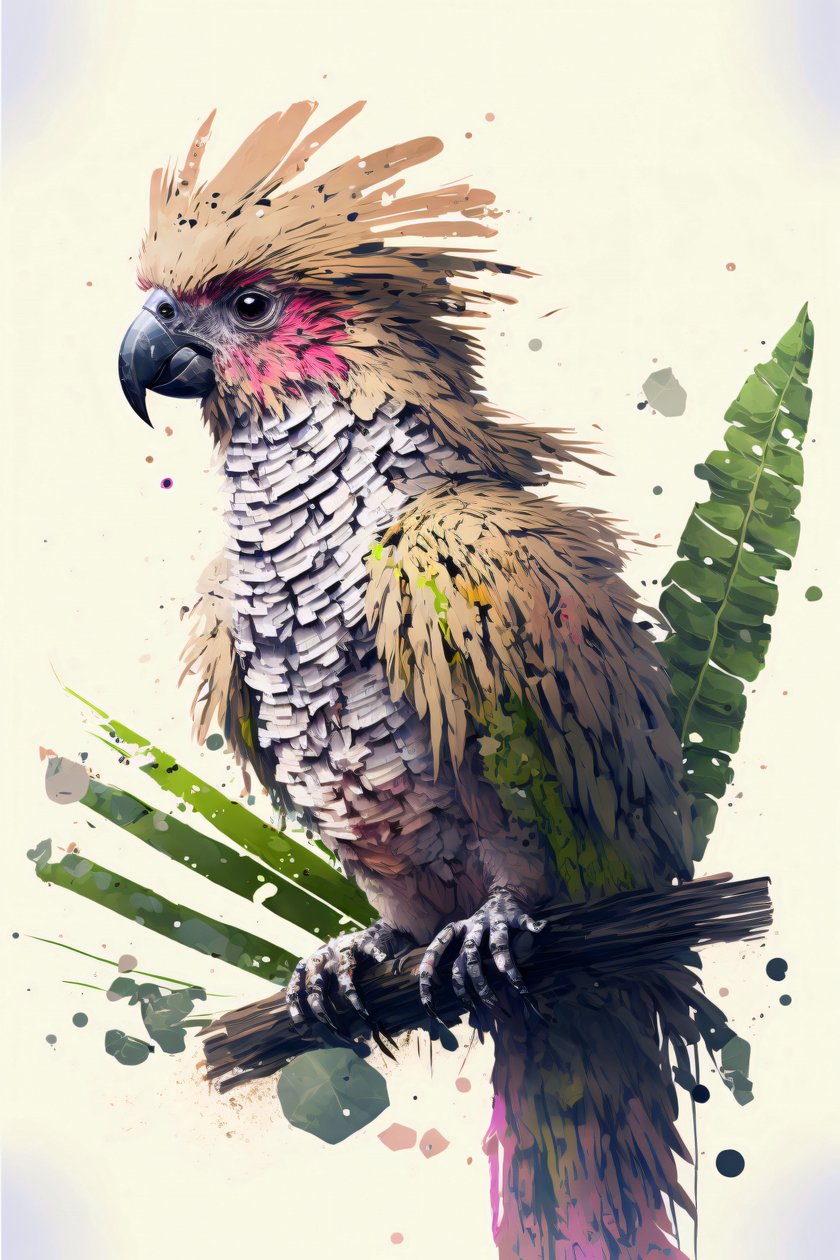 Pinturas abstractas de loros : Arte mural de aves e impresión en lienzo a pedido de F. Abderrahim