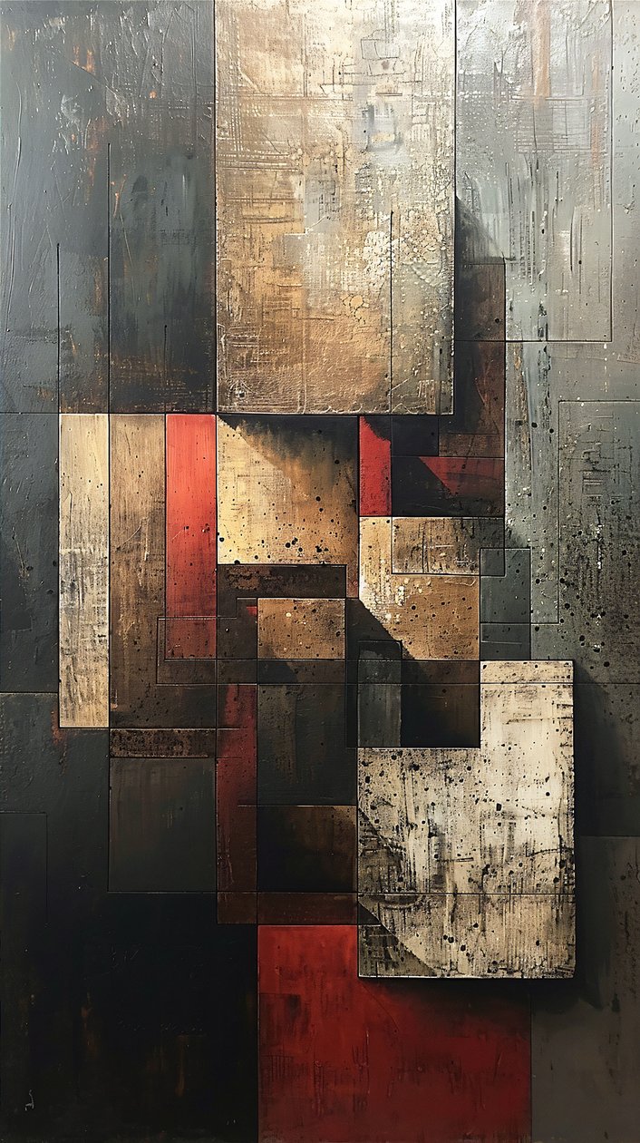 Pintura de motivos abstractos : Formas geométricas para murales verticales de F. Abderrahim