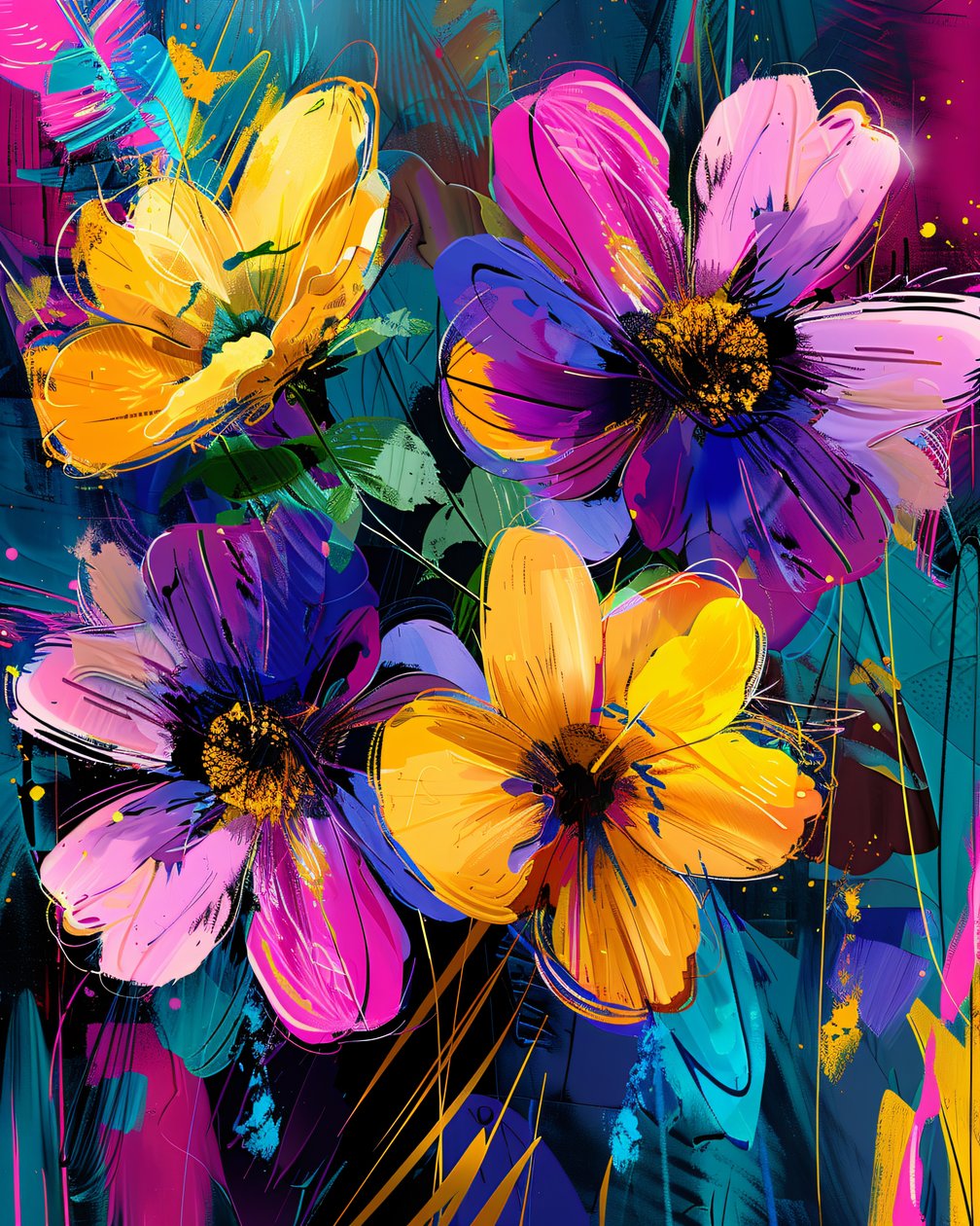 Pintura abstracta dibujada a mano jardín y flores | online canvas art prints de F. Abderrahim