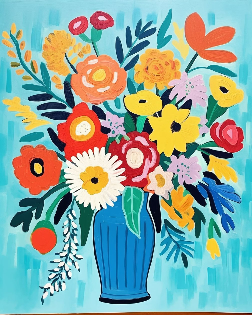 Inspiración Matisse flores en un jarrón | impresiones de arte floral para la decoración de la pared de F. Abderrahim