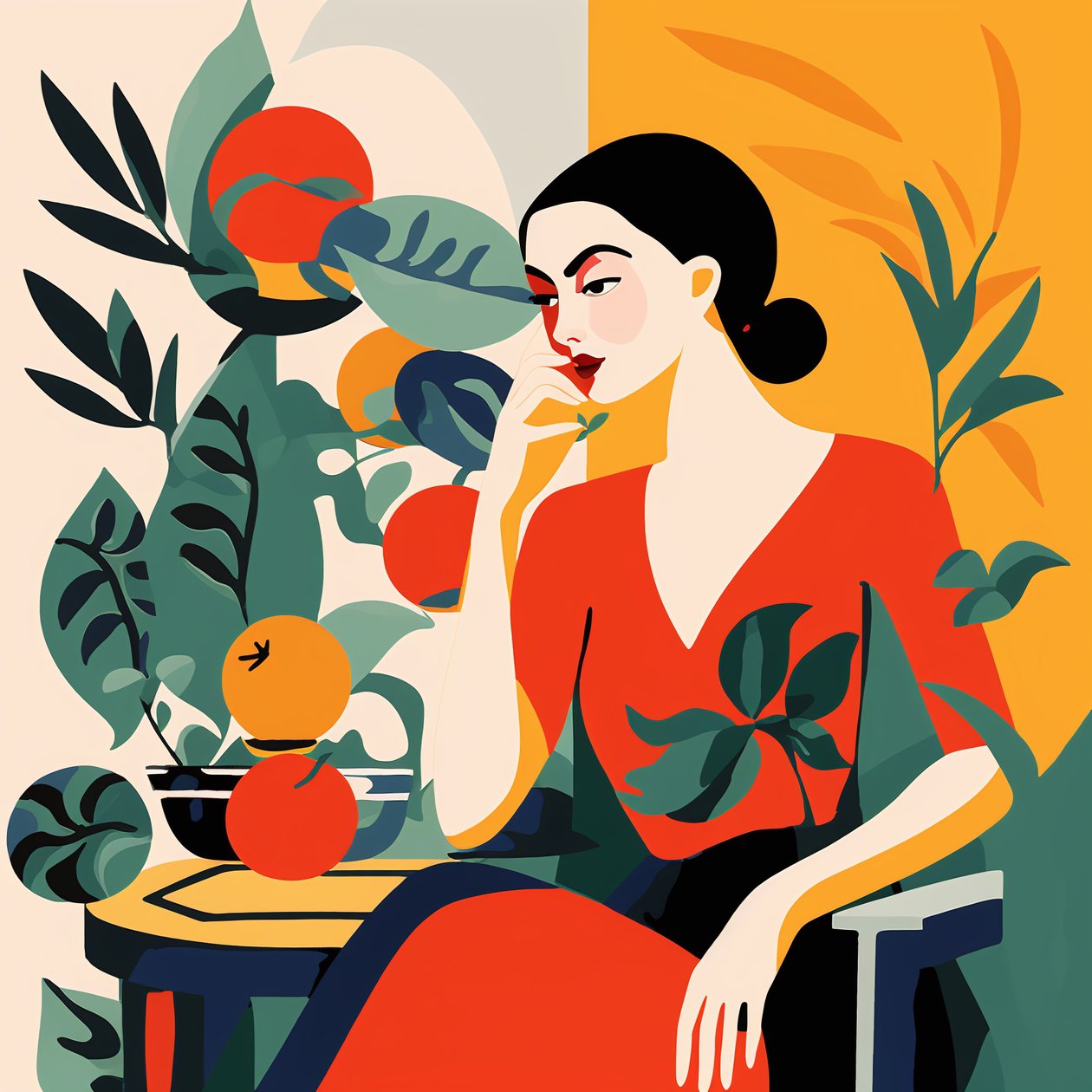 Matisse estilo pintura niñas en silla | online framed wall art prints de F. Abderrahim