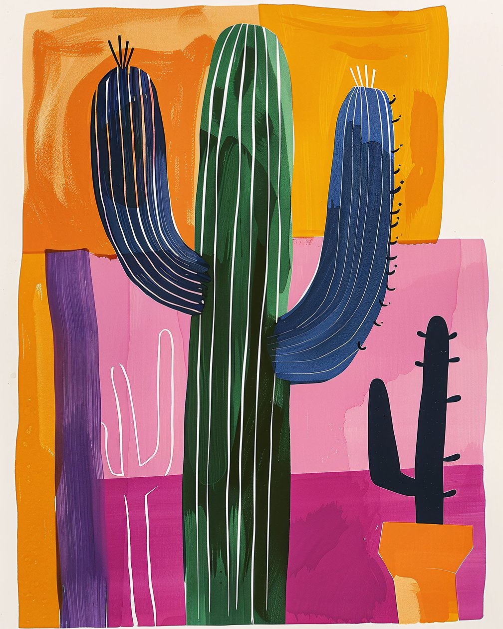 Cactus pintura sobre lienzo impresiones de arte de la pared estilo botánico Henri Matisse de F. Abderrahim