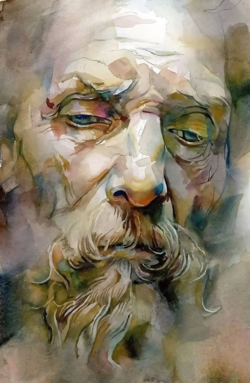 Anciano sabio con barba blanca | online wall Imprints Retratos de Arte en Venta de F. Abderrahim