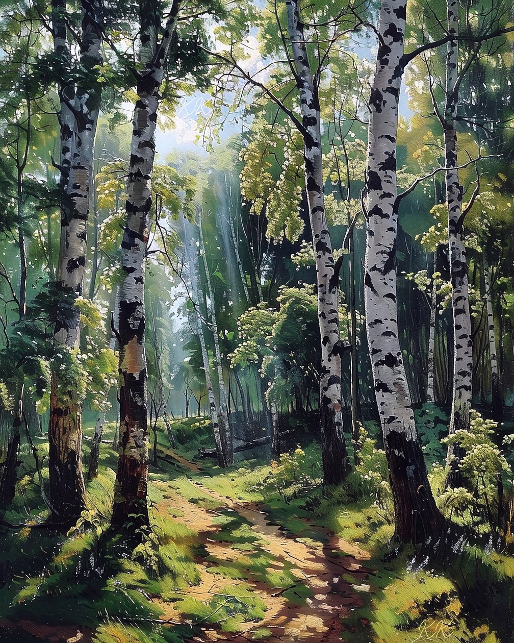 Paisaje con follaje vibrante, decoración mural moderna de F. Abderrahim