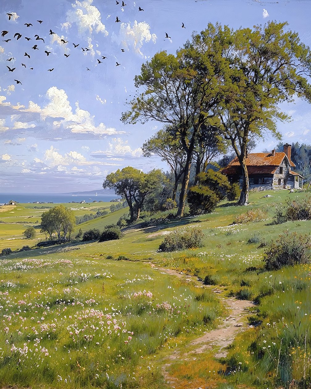 Paisaje en un día soleado de primavera, decoración de pared e impresiones en lienzo de F. Abderrahim