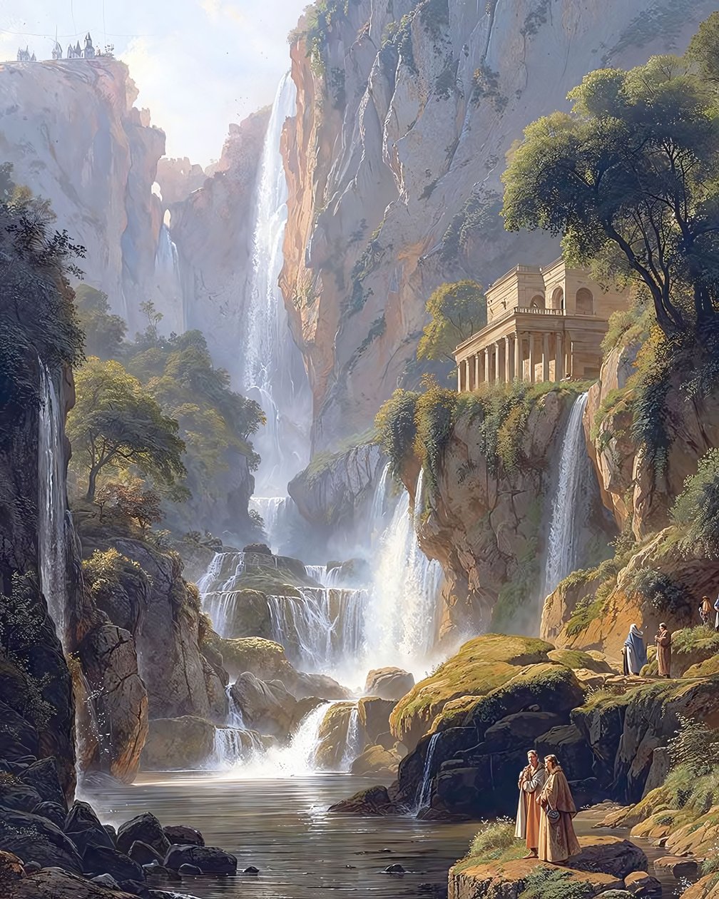 Paisaje con secuoyas altísimas, decoración de pared para oficina de F. Abderrahim
