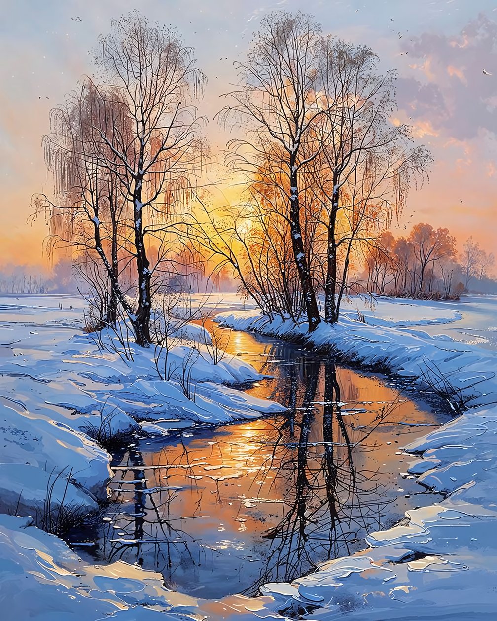 Un lago en invierno al atardecer, Wall Decor en venta de F. Abderrahim