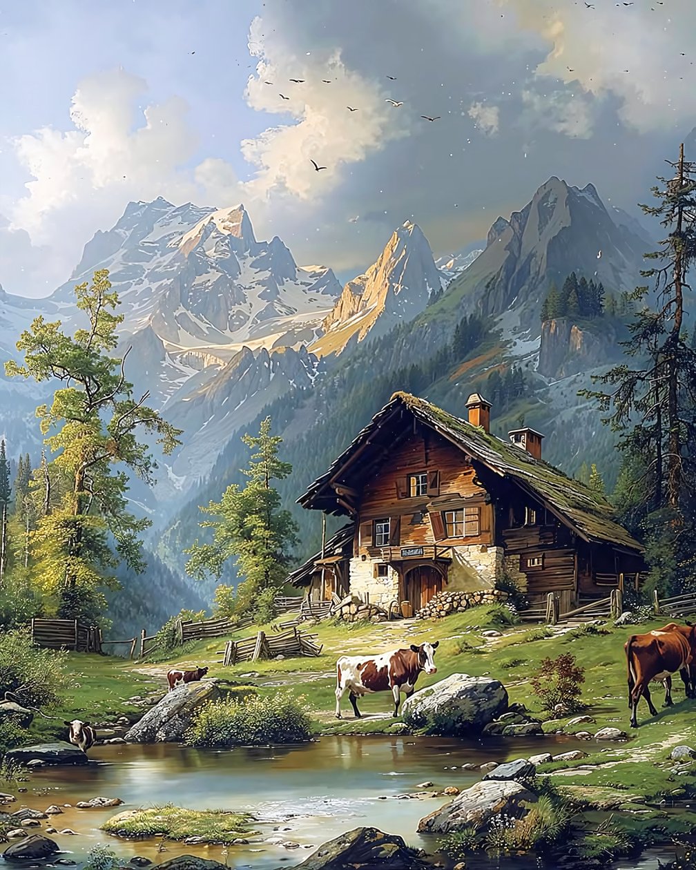 Hermoso Paisaje en Otoño, Lienzo para Decoración de Pared Arte Silvestre de F. Abderrahim