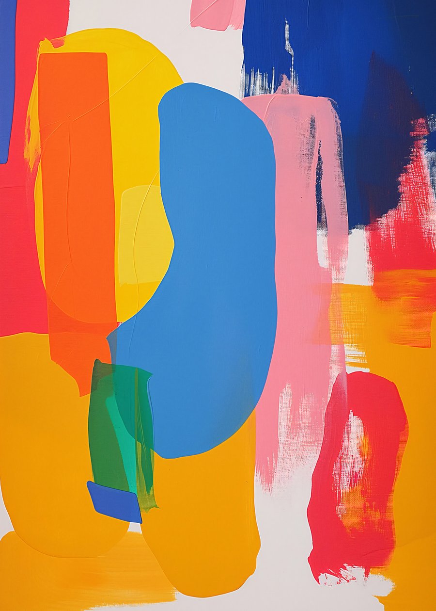 Happy color painting minimalist kid friendly style, lienzo y decoración de pared de F. Abderrahim
