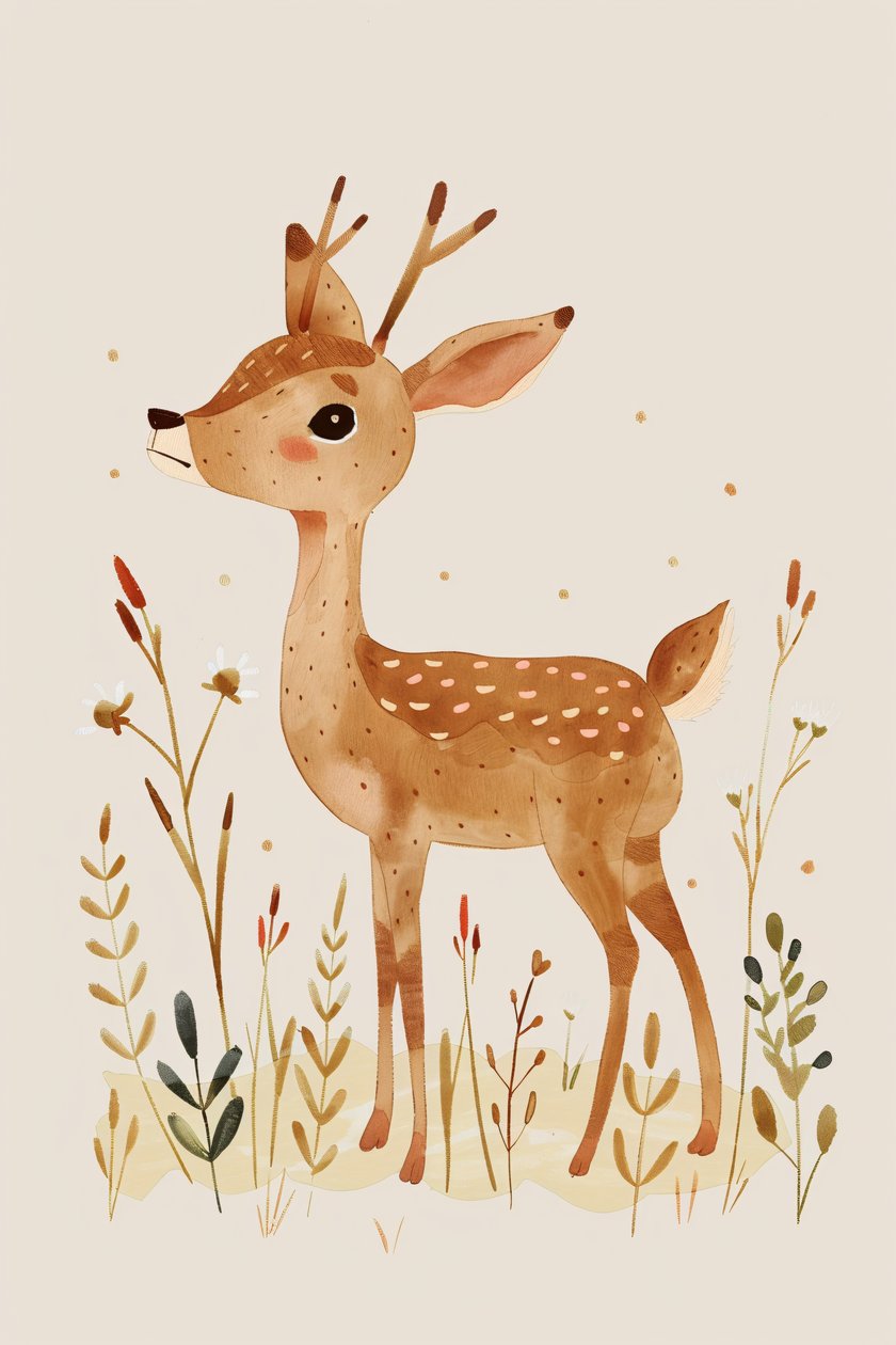 minimalista ciervo animal decoración de la pared para bebés boho niños de F. Abderrahim