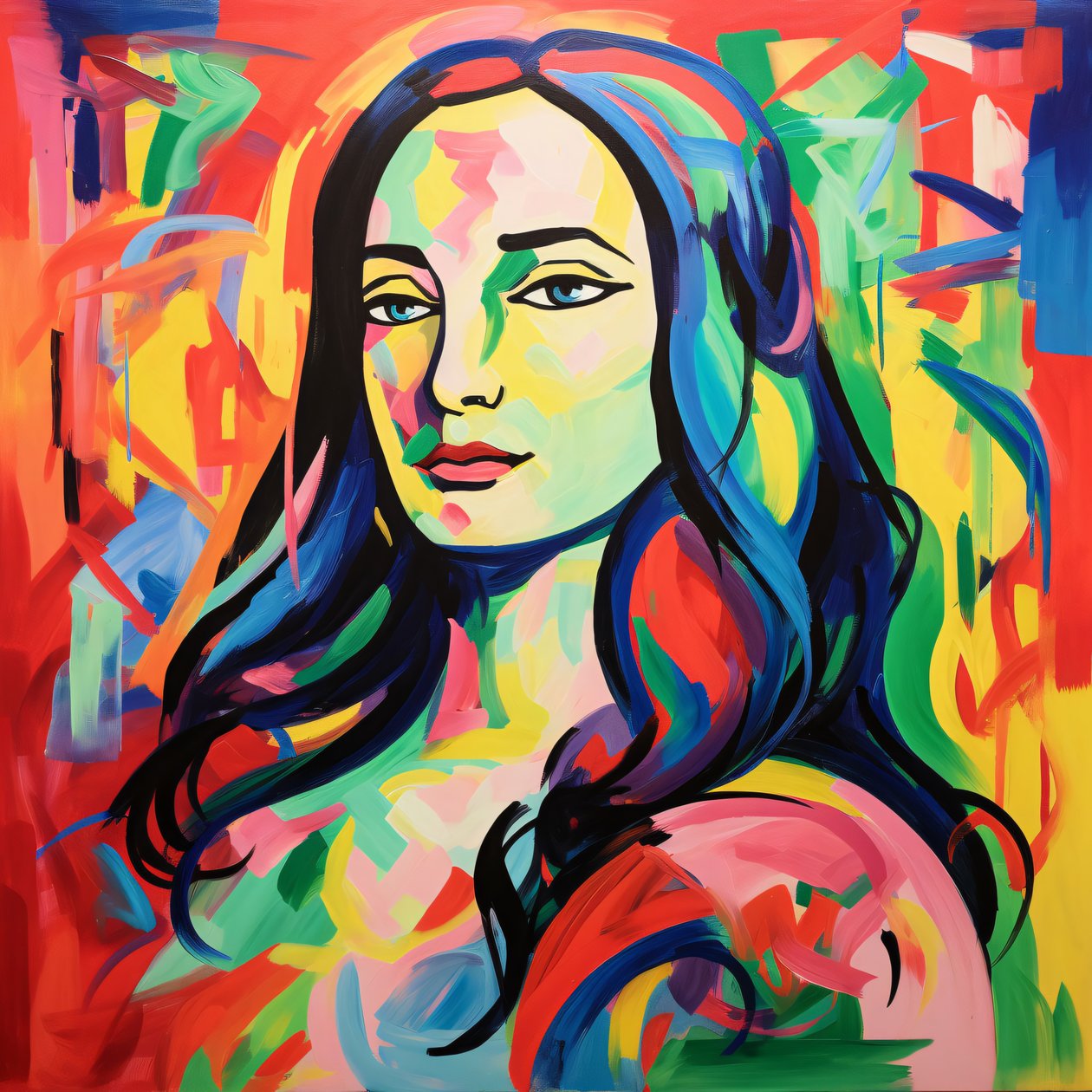 Mona Lisa en estilo fauvista de Henri Matisse, Lienzo y decoración de pared enmarcada de F. Abderrahim