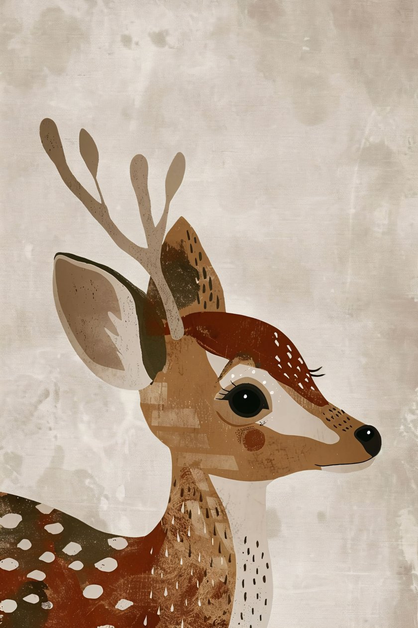 Decoración infantil bohemia de animales para pared, ilustración minimalista de ciervos de F. Abderrahim