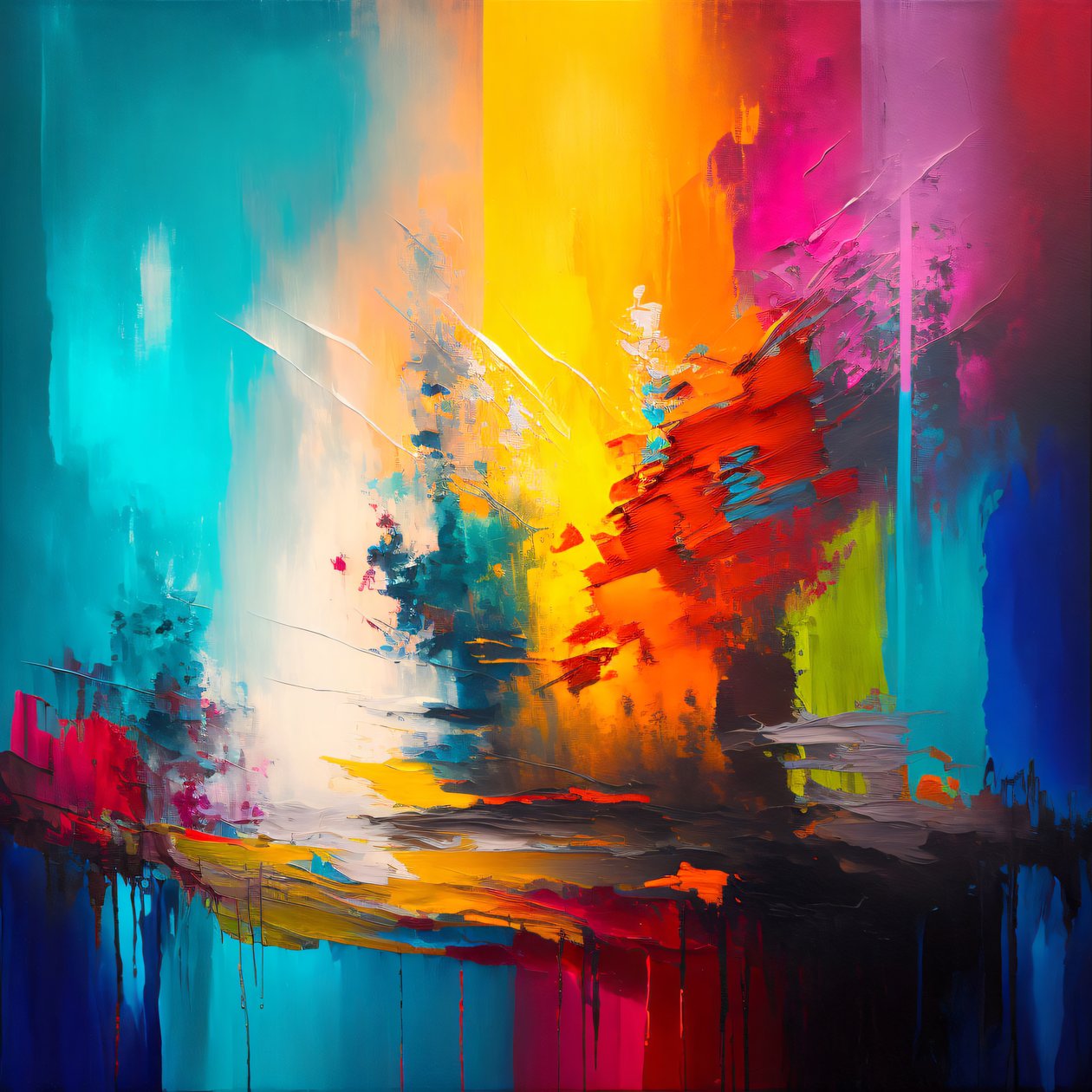 Arte abstracto con fondo de colores vibrantes, decoración de arte mural e impresiones en lienzo de F. Abderrahim