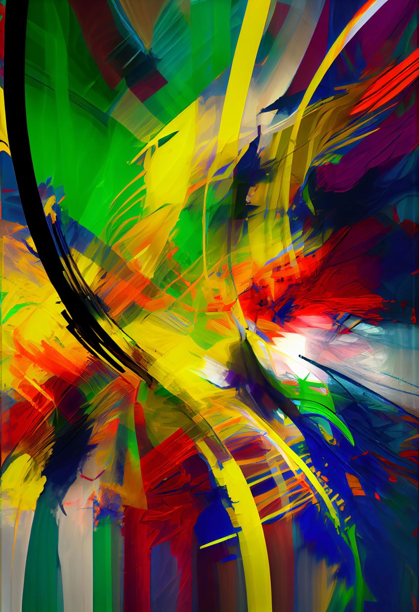 Pintura digital abstracta Una mezcla de colores vibrantes, impresión sobre lienzo en línea a pedido de F. Abderrahim