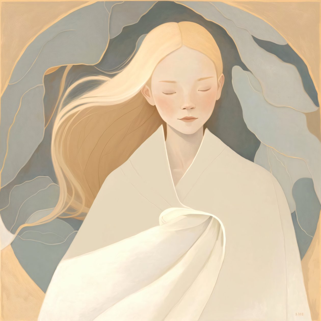 Pintura abstracta de una mujer rubia en blanco, impresiones de decoración de pared de F. Abderrahim
