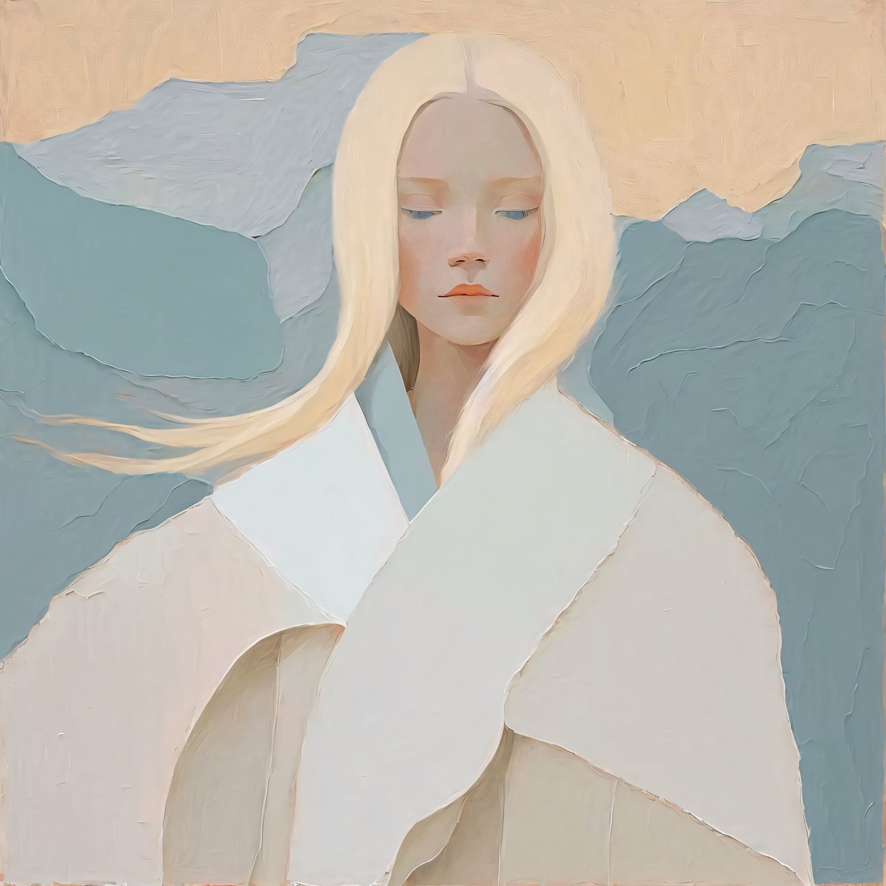 Pintura Abstracta, Chica Rubia de Blanco, arte de la pared de belleza | impresión bajo demanda de F. Abderrahim