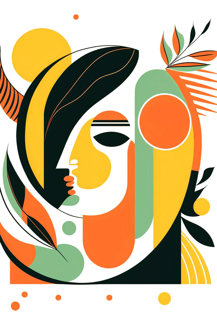 Minimal abstracto, Boho líneas y formas, estilo picasso ,impresión en lienzo bajo demanda de F. Abderrahim