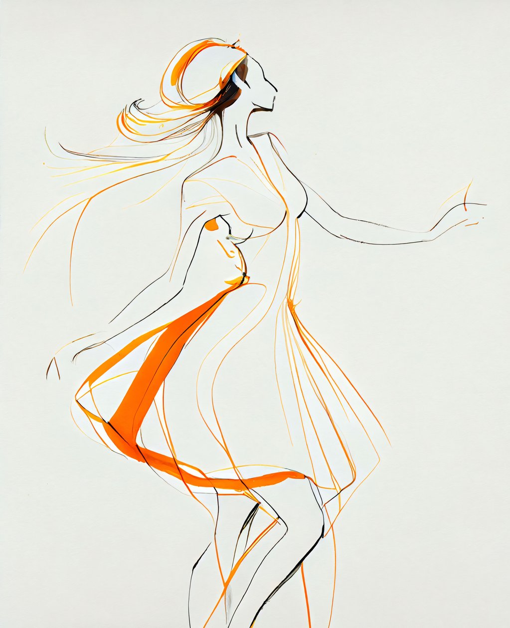 Bailarina minimalista al estilo de Ewa Hauton, impresión en lienzo por encargo de F. Abderrahim