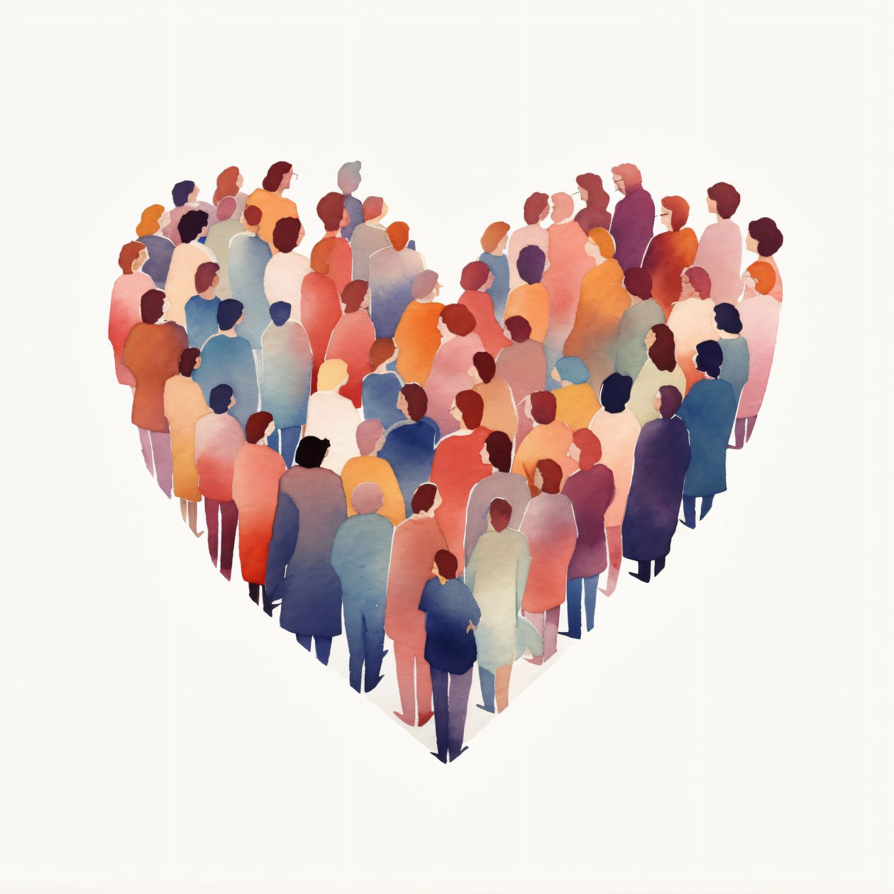 Personas juntas mirando un objeto en forma de corazón en Minimalismo, pared Decoración del hogar de F. Abderrahim
