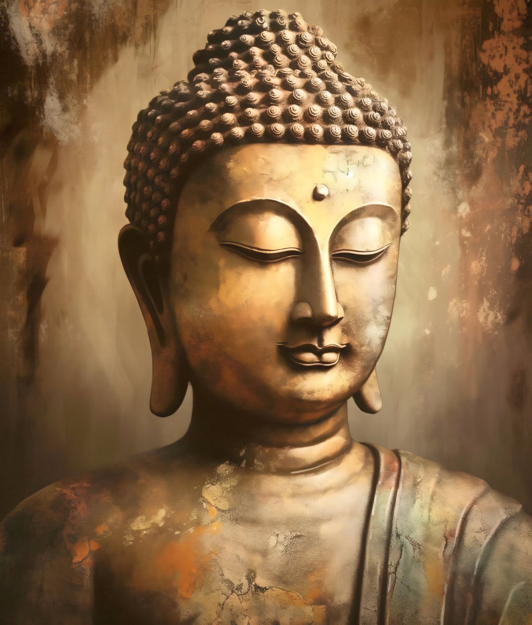 Buda fotorrealista Un personaje en meditación, impresiones en lienzo de F. Abderrahim